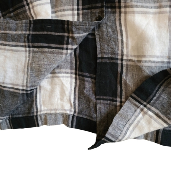 JM Collections Linen Black White Plaid Top - Picture 7 of 9